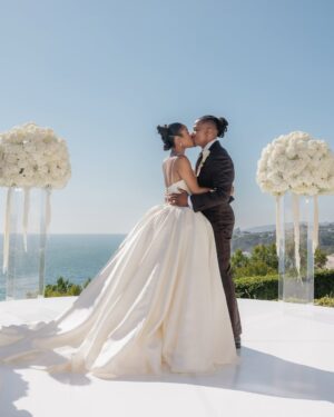 LaToya Tonodeo Instagram - THIS is LOVE 🤎🔒
Thank you @essence 

Thank you Victoria Oluloye for the beautiful article

💍 Intimate   Beautiful. Surrounded by immediate family and a few of our closest friends. We said “I do!”🥂 to our newest chapter of continued LOVE 🤎

Planners: @luckydayeventsco
Venue: @ritzcarltonlagunaniguel
📸 Photography: @pervak_photography 
 📸 Photography: @mr_dadams
Video: @katepervak 
Gown:
@nicolefeliciacouture @jaxonjamescouturebridal
Custom Suit Designer: @OctaviusTerry
Stylist: @fernlegadoe
Jewelry: Razmik & Armen Ghazarians
Custom Wedding band: Joe Bacha
Gown Tailoring: @jilaatelier
Bridal Concierge: @lipstickandjollof 
Brides Shoes:  @jimmychoo 
Makeup: @bryanmendez
Brides Hair: @sosheargenius 
Grooms Hair: @hairstoryhair @sisterlock_consultant_shell 
Barber: @kstheimageconsultant 
Florals: @Flowers_by_margo @thepurplerose.la 
Cake: @Cocoaberrycakeco
Violist: @JeremyxGreen
DJ: @djthirtytwo 
Watercolor Artist: @artmusicmaryjane
Signage: @MadeandTrue
