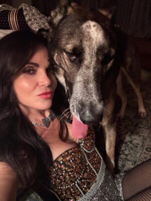Lana Parrilla Instagram - He’s always a little sore when I leave… but he eventually comes around 😤🐶💋🥰