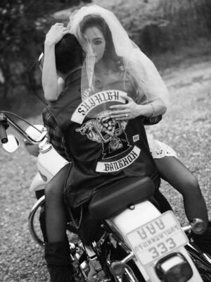 Lapassalan Jiravechsoontornkul Instagram - Two souls, one ride. Til the end of the road🤘🏼🖤
Venue : @lachapellebangkok 
Photographer : @tadavarich @kpetlada 
Dress : @sretsisofficial @giftratree_studio @phachas.bridal 
@goldengoose 
Stylist : @allybunnyruth 
Make up & Hair : @puffpoy & @teethory
Accessories: @kavantsharart @_pattaraphan_