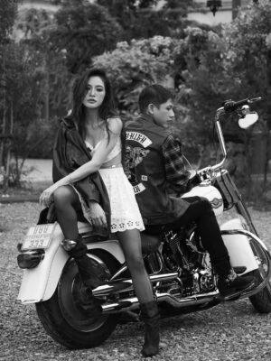 Lapassalan Jiravechsoontornkul Instagram - Two souls, one ride. Til the end of the road🤘🏼🖤
Venue : @lachapellebangkok 
Photographer : @tadavarich @kpetlada 
Dress : @sretsisofficial @giftratree_studio @phachas.bridal 
@goldengoose 
Stylist : @allybunnyruth 
Make up & Hair : @puffpoy & @teethory
Accessories: @kavantsharart @_pattaraphan_