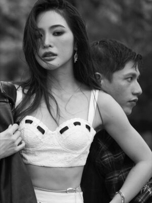 Lapassalan Jiravechsoontornkul Instagram - Two souls, one ride. Til the end of the road🤘🏼🖤
Venue : @lachapellebangkok 
Photographer : @tadavarich @kpetlada 
Dress : @sretsisofficial @giftratree_studio @phachas.bridal 
@goldengoose 
Stylist : @allybunnyruth 
Make up & Hair : @puffpoy & @teethory
Accessories: @kavantsharart @_pattaraphan_