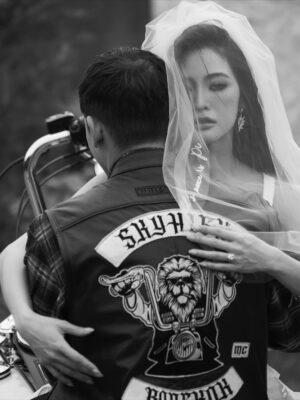 Lapassalan Jiravechsoontornkul Instagram - Two souls, one ride. Til the end of the road🤘🏼🖤
Venue : @lachapellebangkok 
Photographer : @tadavarich @kpetlada 
Dress : @sretsisofficial @giftratree_studio @phachas.bridal 
@goldengoose 
Stylist : @allybunnyruth 
Make up & Hair : @puffpoy & @teethory
Accessories: @kavantsharart @_pattaraphan_