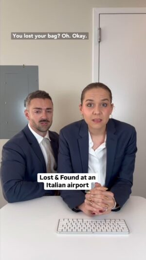 Laura Ramoso Instagram - Really putting the “lost” in Lost & Found 🧳 @matteolane
.
.
.
.
.
#italy #italytravel #italytrip #italian #italianculture #italianstyle #italylife #italytravel #italy🇮🇹 #tourist #tourism #americantourist #cultureclash #americansabroad #italianmemes #usamemes #satire #pov #midtwenties #discover #tourists #italia #memeitalia #italiani #airport #airportlife #europe #eurosummer #aeroporto #matteolane