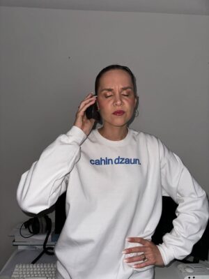 Laura Ramoso Instagram - Ehhh scusa, Chiara merch is HERE. Okay? Cahln dzaun, signora. Cahrlm…..dzoun. 

Available for purchase on my website at my link in bio! 

🌍 Worldwide shipping!
🧍‍♀️ Unisex
🩶 Sweatshirt also comes in vintage grey

MY FIRST MERCH DROP WOW, I’m so excited to share these with you!!! We all have to cahln dzaun but I cannot keep cahrln!!! 

Designed by @kylefornow !!