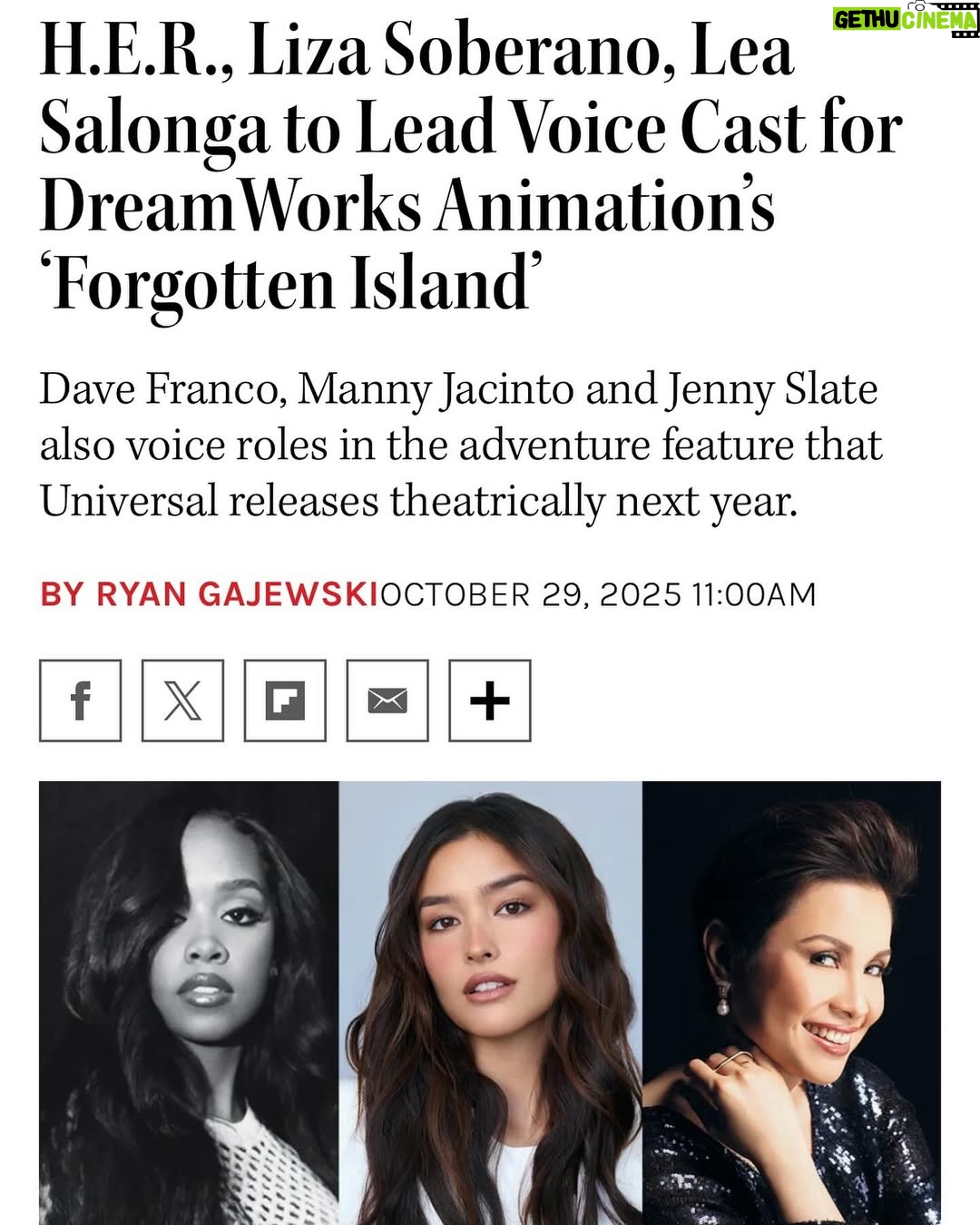 Lea Salonga - 60.2K Likes - H.E.R., Liza Soberano, Lea Salonga, Dave Franco, Manny Jacinto and Jenny Slate are set to join the cast of @dreamworks #ForgottenIslandMovie - In Theaters September 25, 2026.