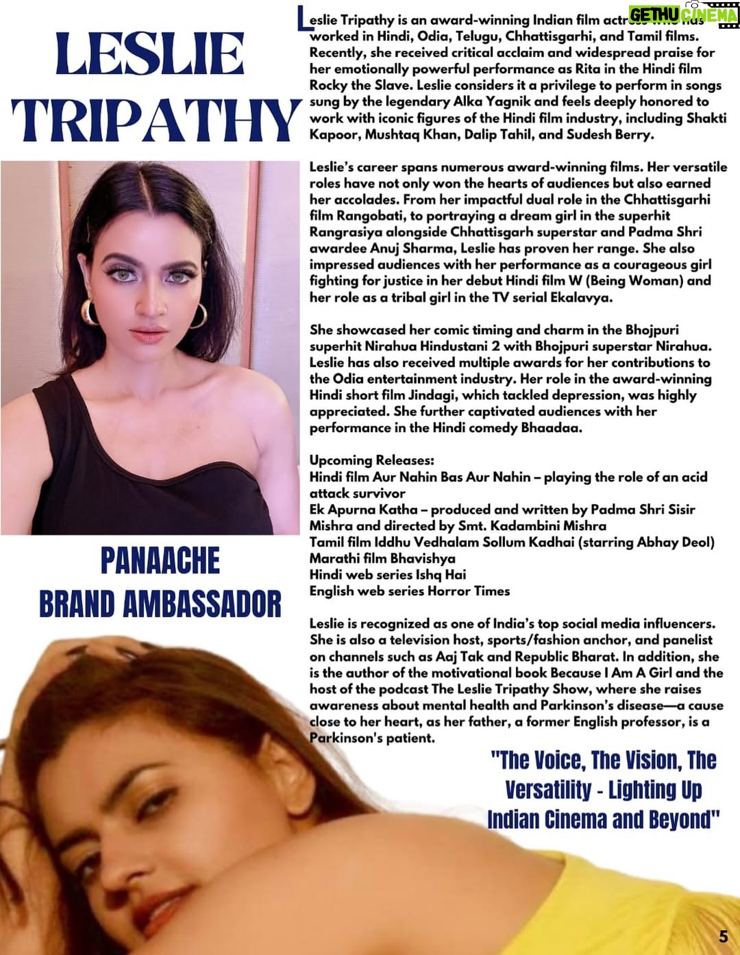 Leslie Tripathy - 11.4K Likes - As “Brand Ambassador of Panaache”, I am excited to be featured among “The Strong Female Leads” for Panaache Magazine 2025, The Annual Coffee Table Magazine . Thank u team Panaache