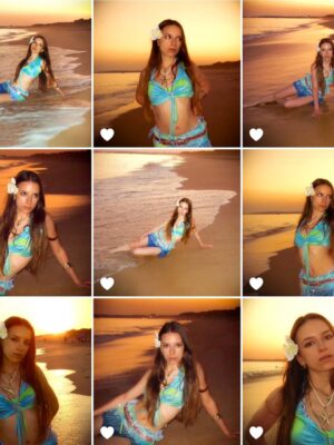 Lévanah Solomon Instagram - Bon. Je crois que j’ai jamais fait d’aussi belles photos. Je suis émue carrément.
Tu préfères laquelle ? 🥰

@delowa_ vraiment merci ma vision a pris vie grâce à toi, hâte de voir tes photos !! 💗

#sunset #girl #ootd #outfit #summer #sea #gold #colors #blue #islandgirl #mermaid #aesthetic