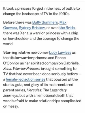 Lucy Lawless Instagram - Wow! Thanks to @mekishana Pierre for this really cool new form of article. She’s cut it together like a documentary. Fantastic. I especially love the quotes from Bruce Campbell @shemp_malone #xena

link in bio to full article