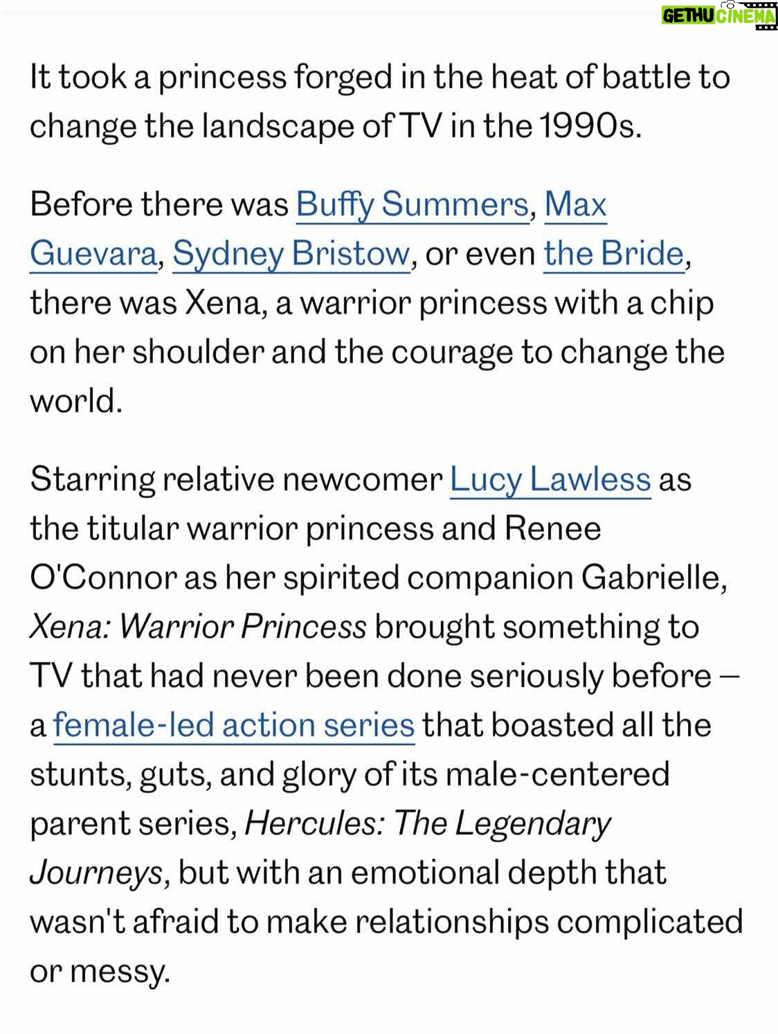Lucy Lawless - 16.8K Likes - Wow! Thanks to @mekishana Pierre for this really cool new form of article. She’s cut it together like a documentary. Fantastic. I especially love the quotes from Bruce Campbell @shemp_malone #xena

link in bio to full article