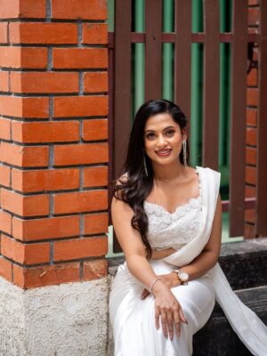 Madhumitha H Instagram - In my white era 🤍🦢🪞

MUA - @vibah_artistry 
Hairstylist- @hairbyswarna 
Outfit - @papilioforyou 
Shot by - @shoutout_campus 

#white #awards #jfw #whitedress