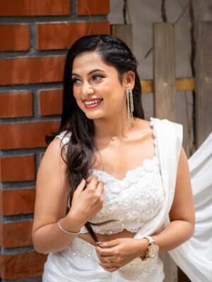 Madhumitha H Instagram - In my white era 🤍🦢🪞

MUA - @vibah_artistry 
Hairstylist- @hairbyswarna 
Outfit - @papilioforyou 
Shot by - @shoutout_campus 

#white #awards #jfw #whitedress