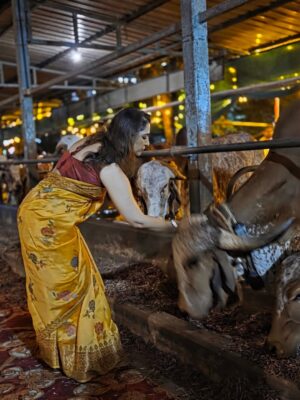 Madhurani Gokhale Instagram - माझी बहीण अमृता सहस्रबुद्धे आणि तिचे पती रविशंकर सहस्रबुद्धे यांची रावेत येथे १०० देशी गायींची गोशाळा आहे. काल वसुबारसेनिमित्त तिथे मोठे यज्ञ झाला. कालची वसुबारस छान साजरी झाली.
@gokhalesahasrabudhe
@ravishankar79