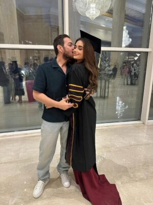 Malak Ahmed Zaher Instagram - OUTTTTT and with honors babyyyy!!!!!! 🎓❤️‍🔥💫🌟✨

So grateful to have achieved this milestone alongside my baby sister 🤍✨ what a journey it’s been! 👩🏻‍🎓👭🌟 

Suit @byfarahbarbary 
Makeup @makeupby_mirnagirgiss 
Hair @ebram_girgs
