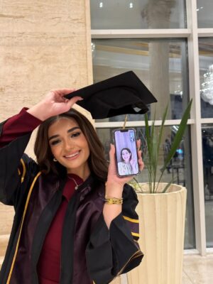 Malak Ahmed Zaher Instagram - OUTTTTT and with honors babyyyy!!!!!! 🎓❤️‍🔥💫🌟✨

So grateful to have achieved this milestone alongside my baby sister 🤍✨ what a journey it’s been! 👩🏻‍🎓👭🌟 

Suit @byfarahbarbary 
Makeup @makeupby_mirnagirgiss 
Hair @ebram_girgs