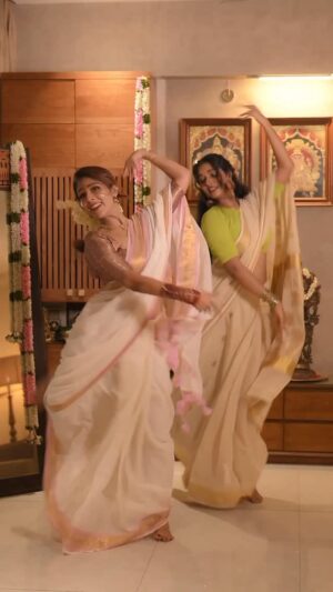 Malavika Wales Instagram - This is how Onam begins 💛🌼
With @i_shwarya_r
@mojin_weddingphotography
@makeover_by_neenu
#UthradamVibes #casual #dance