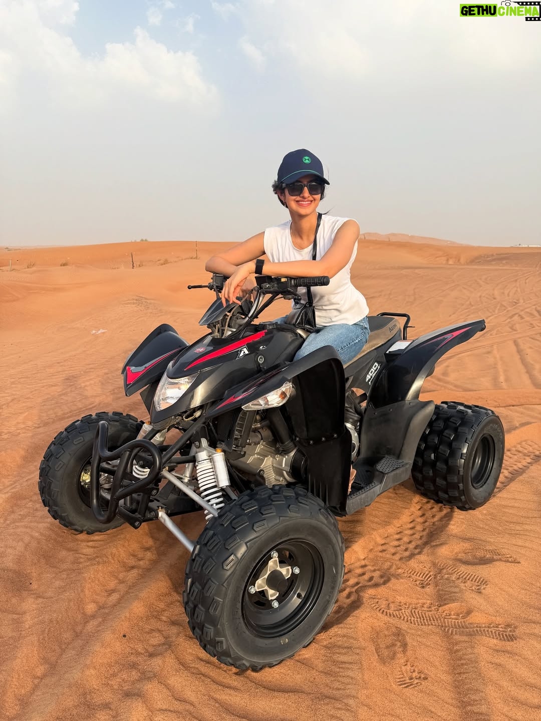 Manasa Varanasi - 36.3K Likes - Catching golden hours in golden sands ☀️🏜️

📷 @anudeep_munna 

#desert #safari #goldenhour 
#instagood #instamood 
#gratitude #freedom #sunset