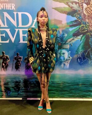 Mapula Mafole Instagram - The other night at #Wakandaforever premier with my bestie @philadlozi 😊

Thank you so much @mellona_creations for the gorgeous gorgeous dress i love your work😍😍❤️❤️❤️

Thank you to my hair plug @esonaturals6 for always making sure my hair looks fresh ☺️🥰❤️❤️❤️❤️❤️

👗: @mellona_creations 
👩🏾‍🦱: @esonaturals6