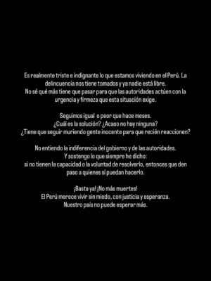María Pía Copello Instagram - Esto lo tenemos que superar juntos 🇵🇪
Pongo mis redes a disposición para informar, apoyar y sumar esfuerzos hacia el cambio que tanto necesitamos.