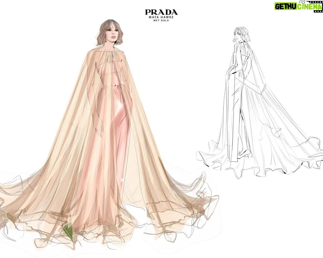 Maya Hawke - 471.1K Likes - Thank you @prada for this glorious dress, a glorious night, and for interpreting my kindergarten style sketch. I feel very lucky. @bfa 📸