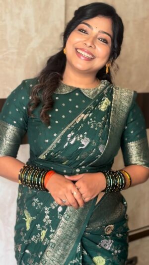 Meghashree Instagram - Thankyou so much @savithaachar666 ♥️
.
Blouse: @sindureddy_label
Saree: @diantha_sarees_ 
.
#saree #reels #instagram #miniblog #viralvideos #bloggers #celebration #makeup #makeuplover #reelsteady