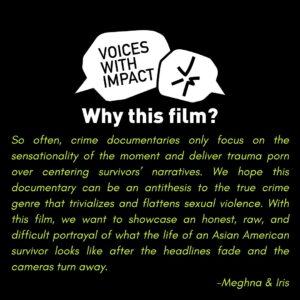 Meghna Chakraborty Instagram - UNFOLDING: A documentary redefining survivor stories
🎥Meet the filmmakers:
• Meghna Chakraborty: Director/Producer and choreographer creating impactful stories across media.
• Iris Kim: Director/Producer and reporter shedding light on Asian American culture and identity.
• Priscilla Jayne: Producer with a passion for powerful storytelling and advocacy.
💬 Swipe through the slides, stay tuned for more updates on this transformative project, and join us in amplifying voices that matter.
#VWI #VoicesWithImpact #FilmFestival #MentalHealthAwarness