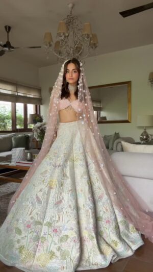Mehak Bakshi Instagram - I’m wearing Whispers of the Lake lehenga by @riantasofficial 🩷