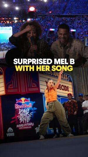Mel B Instagram - last night’s battle got a little spicy 🌶️👀 @officialmelb  📍: 2025 Red Bull Dance Your Style World Final: LA 🎵: “Wannabe” by @spicegirls
🪩: @hirokoboogie   @waackxx_xy