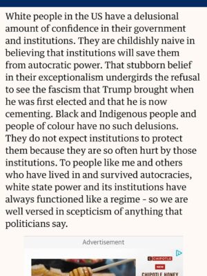 Mona Eltahawy Instagram - My new oped.
I moved to the United States from Egypt in 2000 and I have spent the past 25 years watching the US turn into Egypt
But no one is under any illusion that Egypt's dictator was freely and fairly elected. 77 million people freely and fairly elected Trump.
For as long as I could read newspapers, Iāve heard that Arabs love strongmen dictators: from Hosni Mubarak to Saddam Hussein to Muammar Gaddaf. None of them freely or fairly elected. 77 million people in the U.S. freely and fairly ejected Donald Trump. Who loves the strongman dictator?