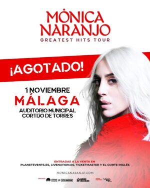 Mónica Naranjo Instagram - ⚠️ ¡MÁLAGA, habéis agotado las entradas! ¡Estamos SOLD OUT con #MónicaNaranjoGreatestHitsTour!

Más de 9.000 personas disfrutarán este sábado 1/11 en el Auditorio Cortijo de Torres de @monicanaranjo.

La catalana celebrará sus 30 años de carrera, interpretando las versiones originales de sus canciones más icónicas.

🎤 Artista invitado: @agoney. 
⭐ Invitado especial: @nebulossa_oficial. 

📻 Emisora oficial: @los40classic.oficial.