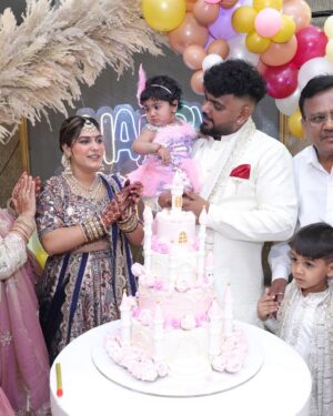 Monika Sharma Instagram - Happy 1st birthday to our little miracle #Geet 
#MonikaSharma #Instareels ##reels #Birthdayphoto