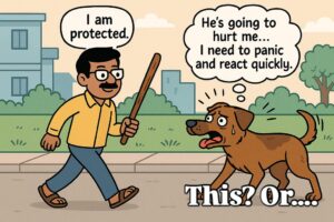 Mukul Richards Instagram - Sometimes, what we carry in our hands can decide what others carry in their hearts —>fear, or trust. 🐾On my walks these days, I’ve been noticing grown men suddenly carrying sticks in their hands.
It made me think … women, despite facing continuous risks everyday, have never walked around carrying sticks.
I understand the idea of self-defense. But a stick, no matter who holds it, is still a weapon. And while it may make one person feel protected, it can make another feel threatened.