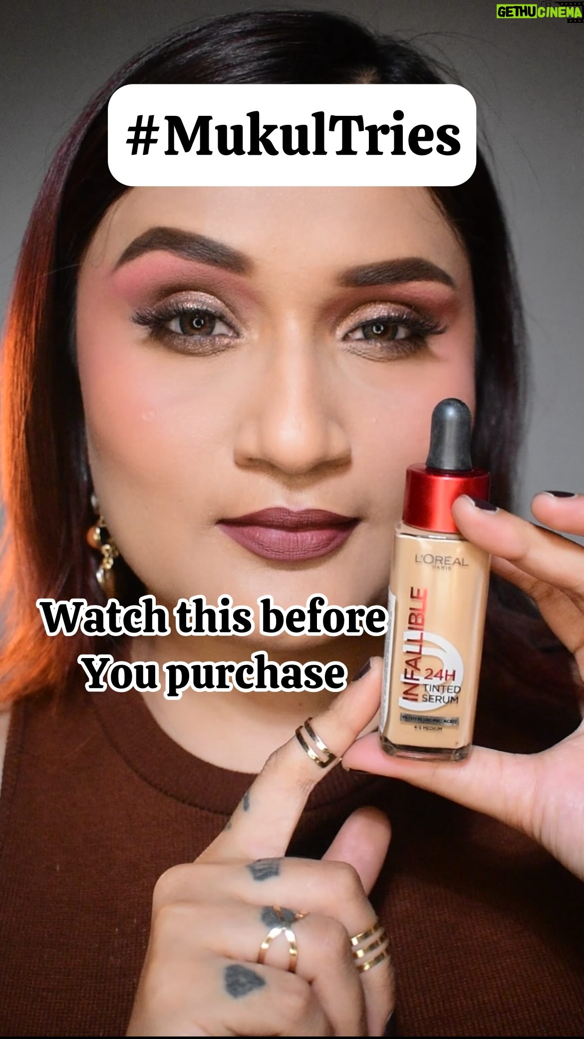 Mukul Richards - 2.4K Likes - First Impressions & Formula Breakdown
L’Oréal Infallible Skin Tint | Shade 4-5 Medium
Everyone’s talking about it—so I had to try it.
🧴 Packaging? Luxe.
💧 Dropper system? Not messy.
💫 Formula? Light, serumy—not sticky.
🎨 Shade? Pretty good match.
🧵 Coverage? Surprisingly decent for a serum tint.

But is it summer-proof for Indian humidity?
Not yet convinced 😬
Part 2 coming: sweat, transfer & long-wear test 🌞💦
#LorealSkinTint #IndianSkinReview #SerumFoundation #BrownGirlFriendly #DrySkinMakeup