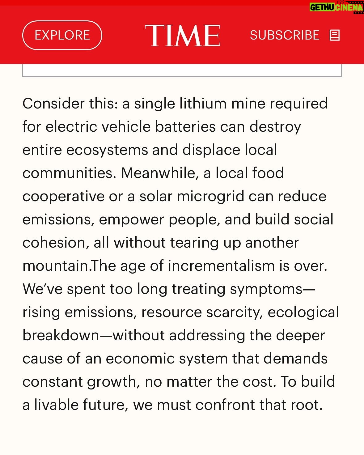 Nathalie Kelley - 1K Likes - Our piece for @time is out! It’s about why real climate action means going beyond surface solutions - and tackling the system at the root of the crisis. Local, community-led responses offer a way forward (link to the full story up top).
This collaboration has been 30 years in the making. Grateful to have begun, and full of ideas for what’s next.
Fittingly, World Localisation Day is coming up on June 21, spotlightly local community-based solutions already transforming lives around the world. Get involved @localfutures_ 🌱