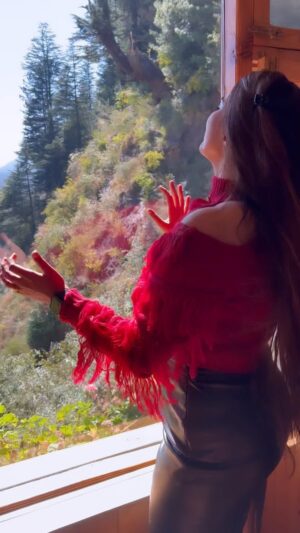 Neha Wadhawan Instagram - Say more❤️
.
.
.
.
.
.
#leatherskirt #sweater #mountains #beauty