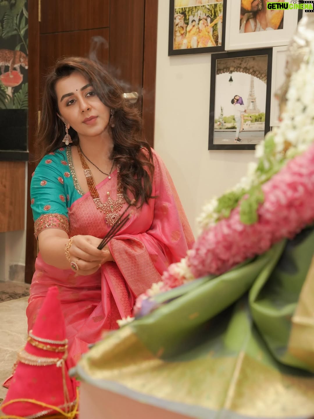 Nikki Galrani - 821K Likes - Blessings on Blessings 🧿♥️🌸✨
#VaralakshmiPooja

Hair by @naturalssalon 
Blouse by @bandananarulaofficial 
Jewellery by @chennaidiamonds 
Decor by @atulyaevents 
Shot by @camerasenthil ✨