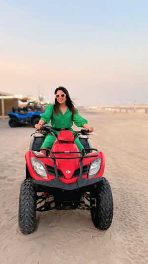 Nimisha Arora Instagram - Dubai- from skyscrapers touching the sky 🏙️, the best cars zooming past 🚗💨, to a desert that tests your thrill level.
Drove through the dunes, did some crazy sand bashing 🚙✨, enjoyed hookah under the stars and soaked in those golden sunsets.
This city is truly a mix of luxury adventure in every frame. 🐪💫
.
.
.
.
.
.
#DubaiVibes #DesertDiaries #Wallahhabibi #habibicometodubai #desertsafaridubai #Desertsafari #dubaidesertsafari #NimsTravels #NimishaArora #Nimsstylefile
PS:- Ignore me wearing ulti belt 🙈😜