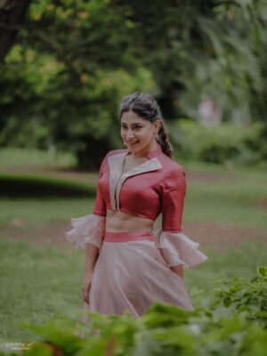 Nishvika Naidu Instagram - Twirling through lifeeeee 🌸
.
.
.
.
.
.
.
.
.
Styling: @likitha_suresh_
Outfit: @kushisampathkumar_couture
Jwellery: @purple_box_by_manasvi
Photography: @naveenvcphotography
Make up : @tintedhuesbysonali