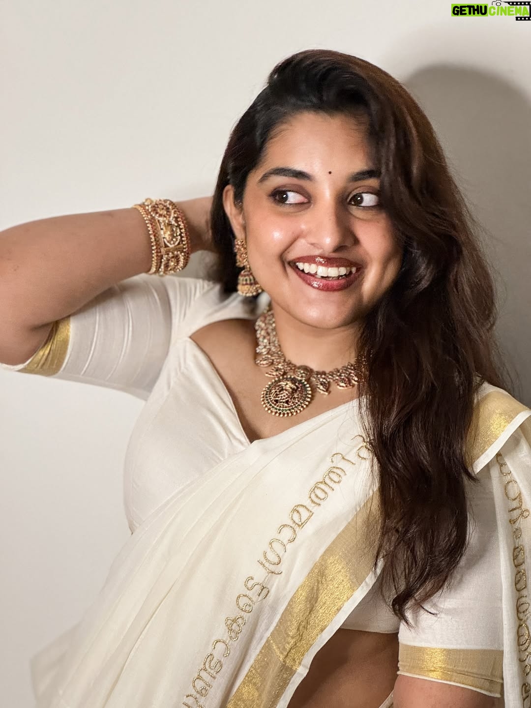 Nivetha Thomas - 1.2 Million Likes - When you had an epic Onam celebration and needed 2 business days to recover from food and festivities 🤗 
May we all have love and peace in abundance! ❤️
