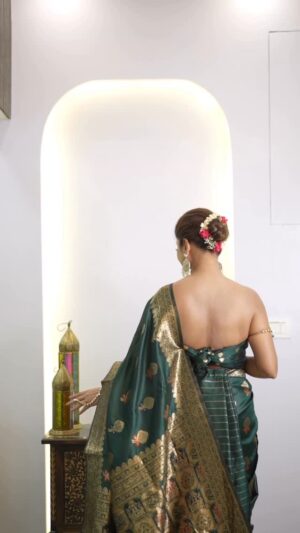 Nupur Kalra Instagram - Last one from this look 💚
.
.
.
@nups_thebikermom
Look inspired by @jenniferwinget1
MUA & Hair @jyotimakeover
Jewels @jiyajewels_
Saree @myntra
Comment Saree for direct link
🎥 @storytales_
.
.
#LookRecreation #SareeLove #EthnicElegance #IndianFashion #NavratriVibes #festivevibes
#NavmiBlessings #FestiveMood #festivereels #sareereels #TraditionalLook #DesiStyle #FashionInspiration #GracefullnSaree #CulturalElegance #FestiveGlam #StyleReels