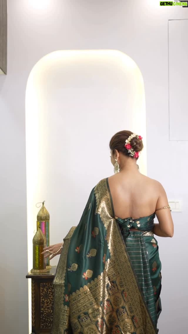 Nupur Kalra - 55 Likes - Last one from this look 💚
.
.
.
@nups_thebikermom
Look inspired by @jenniferwinget1 
MUA & Hair @jyotimakeover 
Jewels @jiyajewels_ 
Saree @myntra
Comment Saree for direct link 
🎥 @storytales_
.
.
#LookRecreation #SareeLove #EthnicElegance #IndianFashion #NavratriVibes #festivevibes
#NavmiBlessings #FestiveMood #festivereels #sareereels #TraditionalLook #DesiStyle #FashionInspiration #GracefullnSaree #CulturalElegance #FestiveGlam #StyleReels