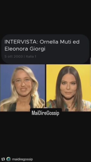 Ornella Muti Instagram - La nostra epoca, quando la tv non era trash come oggi e @redazioneiene facevano ancora senso e non erano diventati Durseschi e trash come lo sono oggi.
Grazie @maidiregossip
Intervista doppia a due bellissime donne: Eleonora Giorgi e Ornella Muti
Anno 2003
@eleonoragiorgiofficial @ornellamuti @silviatoffanin.official