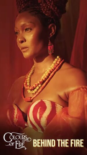 Osas Ighodaro Instagram - Step BEHIND THE FIRE with @officialosas and enjoy this glimpse into the world and character of ‘MOREMI’ with this BTS Character Reel. 
❤️⚔️💙

#COF #ColoursOfFire

#ColoursOfFire blazes into cinemas nationwide December 24th, 2025.