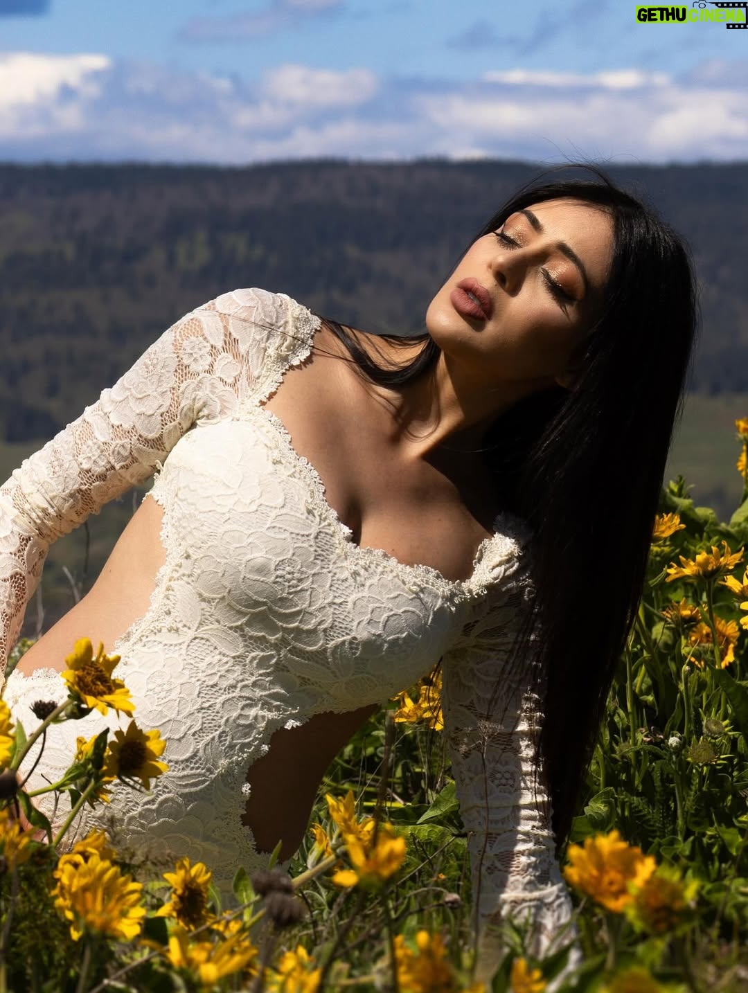 Parvati Melton - 46K Likes - The hills, the blooms, the breeze… all keeping time with the tiny heartbeat I carry… 
Photographer @xnilasx Dress @dollskill 
Follow my new journey 🔜 @nurturedbyparvati 🧿🪬🙏