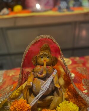 Patralekha Instagram - “गणपती बाप्पा मोरया, पुढच्या वर्षी लवकर या!”
 
Meet our Ganpati made of Wheat Flour and Haldi. #Ecofriendly
