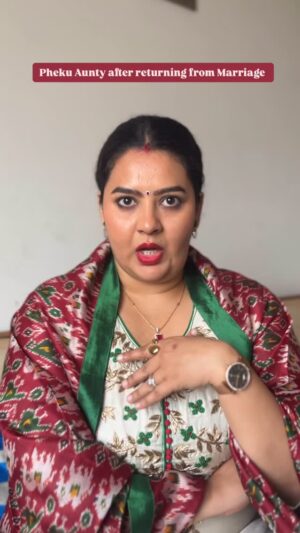 Pavni Mehrotra Instagram - Pheku Aunty ke ladke ki shaadi mein kaun kaun jaega?😜

Suit @_veechis 
.
.
.
#pavnilaughs #funny #viral #contentcreator #marriage #relatives 
[Relatives, Marriage, Couples, aunty, ethnic]