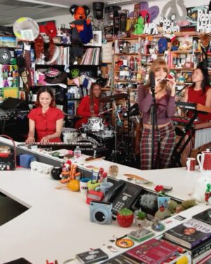 PinkPantheress Instagram - still kinda freaking out that i did a bloody effing tiny desk 🫠 it feels unreal to see something i’ve dreamed about forever actually happen in real life. forever grateful for the love   the chance to share my lil songs in that space w my harmonica too 
so grateful for these ladies   avi 
@sofiadangelo27
@lisaremar
@queendrumsofficial
@rani.adi
@tina.chaule
@apocalypseliao
@avitheavman

photo by @moogiem 
@npr 
@nprmusic