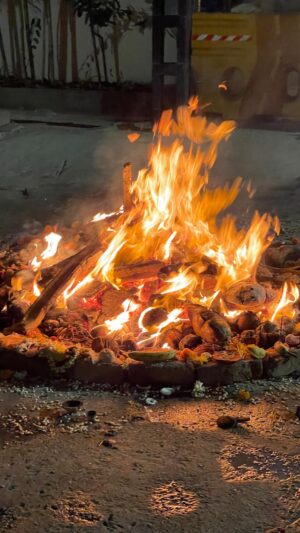 Poonam Chaubey Instagram - May the Holika burn all evil away . Happy Holi !! 🩷💜💙🧡💛 #everyone #holi2024 #holikadahan