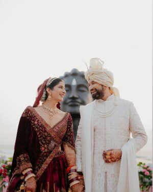 Poonam Dubey Instagram - Im blessed to have you in my life as my life partner the way you love me , the way you care for me , the way you respect my feelings… i know I’m not perfect that much but i promise you that I will never let you down.
I love you to the moon and back @realgauravjain3103 
.
.
Location-: la cabana resort Morjim Beach north Goa and all set created by our event management team 😇🙏
.
.
.
Bridal dress by @hanutpaulofficial @sudhirbhaisareewala 
Groom dress by @Labelasifshahh 
Makeup by @makeups_by_nehagarg 
Hair by @hairstylist__pooja 
Clicks @wedify_films 
Organised by @dreameventindore 

#soulmate #lifepartner #husband_wife #newly #married