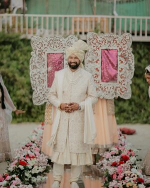 Poonam Dubey Instagram - Im blessed to have you in my life as my life partner the way you love me , the way you care for me , the way you respect my feelings… i know I’m not perfect that much but i promise you that I will never let you down.
I love you to the moon and back @realgauravjain3103 
.
.
Location-: la cabana resort Morjim Beach north Goa and all set created by our event management team 😇🙏
.
.
.
Bridal dress by @hanutpaulofficial @sudhirbhaisareewala 
Groom dress by @Labelasifshahh 
Makeup by @makeups_by_nehagarg 
Hair by @hairstylist__pooja 
Clicks @wedify_films 
Organised by @dreameventindore 

#soulmate #lifepartner #husband_wife #newly #married