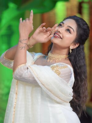 Preethi Sharma Instagram - 🤍🐚🪞🦢🕯️✨

Wearing @petals.chennai ❤️
📸 @poulino_pictures 🤍

#gamgamganesha #ganeshchaturthi #ganesha🙏 #ganeshchaturthievent #aadhya #psr #zeetelugu #traditional #anarkali #bestrong #bepositive #beyou #preefam☮️ #preevibes☮️ #preelovesyou☮️